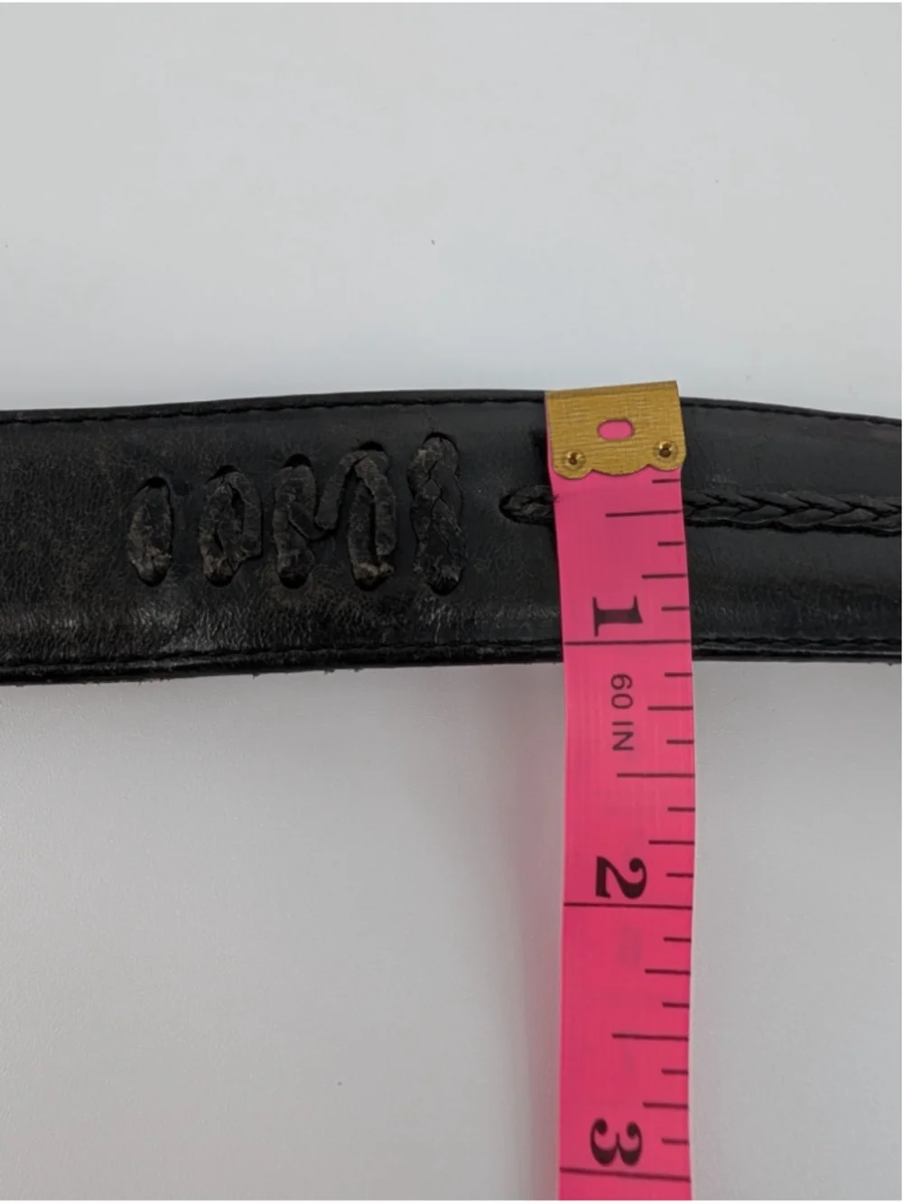 Vintage 1993 Onyx by Brighton 74803 Black Leather Rope Stitch Western Belt 40